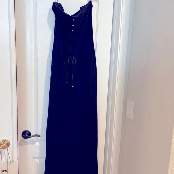 Juicy Couture | Dresses | Terry Cloth Navy Blue Maxi Dress With Gold  Buttons And Drawstring And Slit | Poshmark